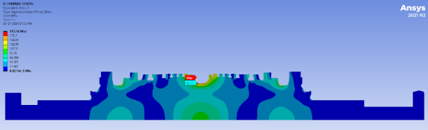 Stress Distribution on Rotor in steady state Analysis
