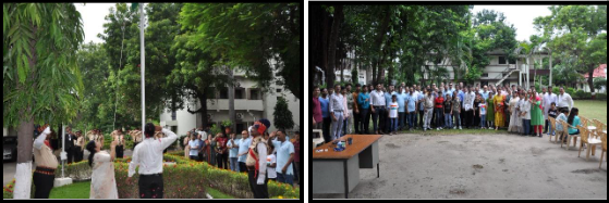 Mrs. Lata Shah hoisted the National Flag, joined by ERDA employees